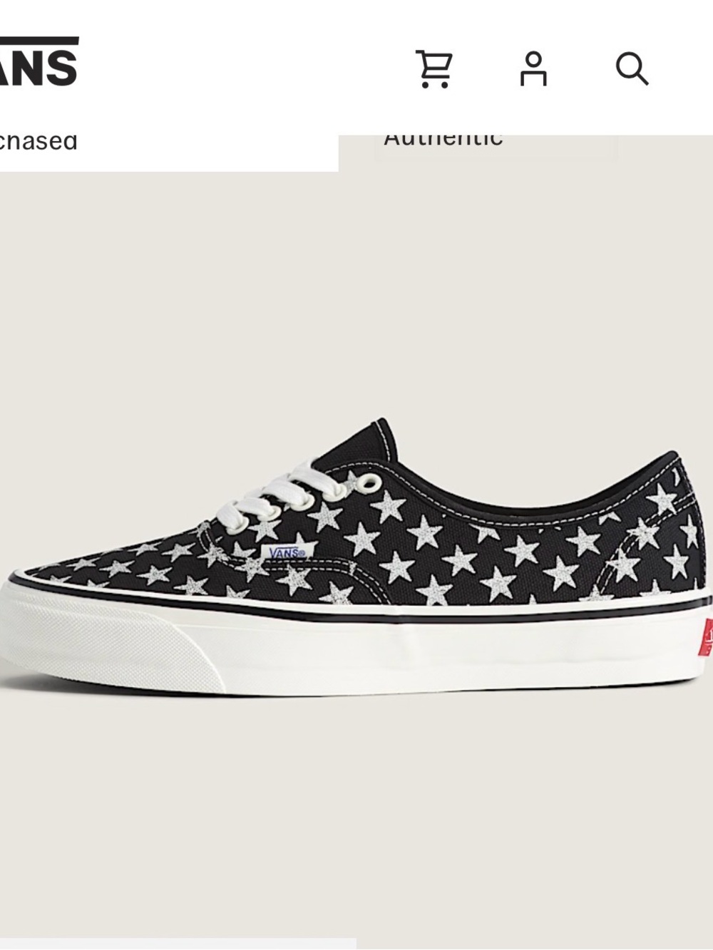 Vans Men’s Black Canvas Star-Print Low-Top Sneakers with White Sole